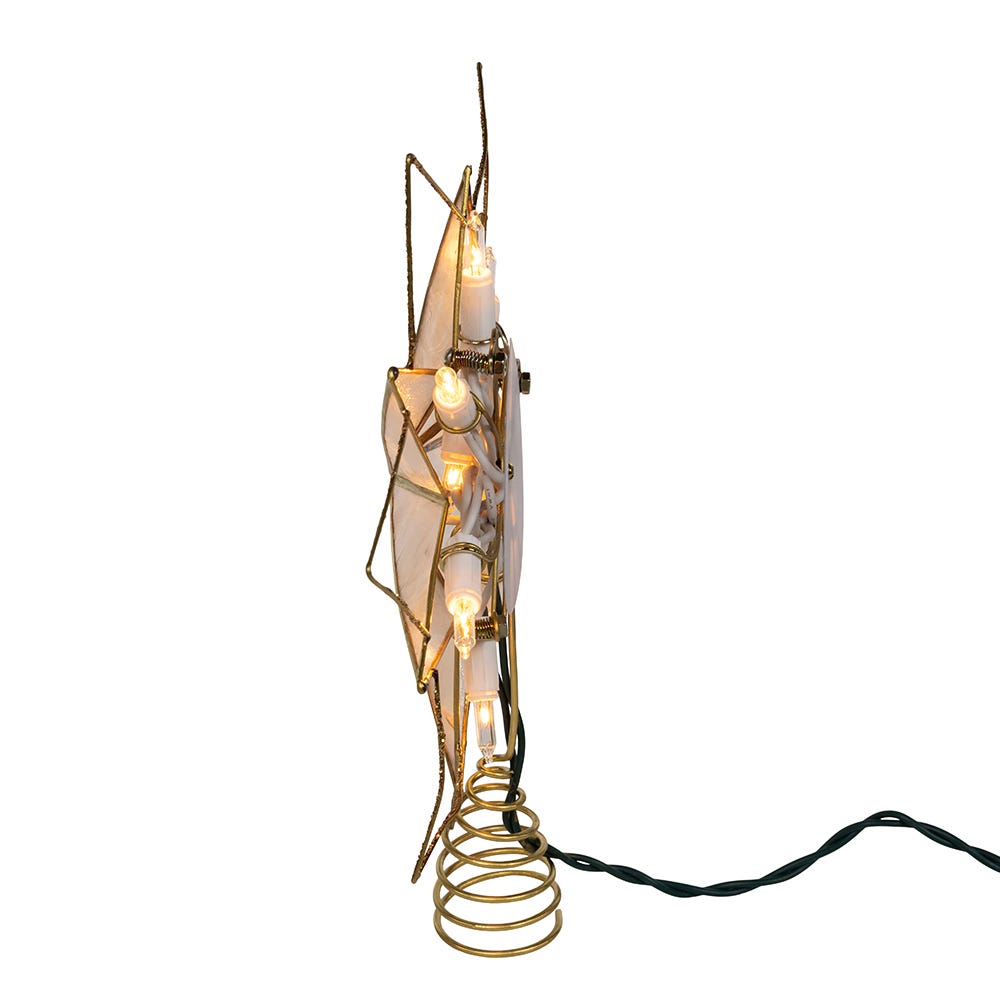 Kurt Adler 9.45-Inch UL 10-Light 7-Point Gold Glittered Capiz Star Tree Topper